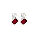 Toi et Moi Gemstone Heirloom Earring - Garnet & White Topaz