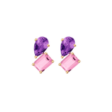 Toi et Moi Gemstone Heirloom Earring - Pink Tourmaline & Amethyst