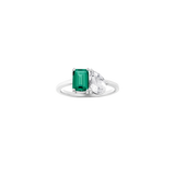 Toi et Moi Gemstone Classic Ring - Green Emerald & White Topaz