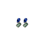 Toi et Moi Gemstone Mini Heirloom Earring - Green Tourmaline & Blue Sapphire