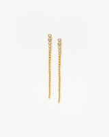 Tennis Beaded Stone Extra Long Drop Earrings | 18ct Gold Vermeil/Cubic Zirconia
