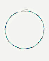 Beaded Gemstone Choker | Silver Plated/Lagoon Blue