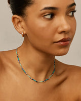 Beaded Gemstone Choker | Silver Plated/Lagoon Blue