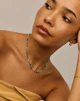 Beaded Gemstone Choker | Silver Plated/Lagoon Blue