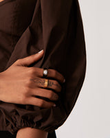 Enamel & Stone Dome Statement Ring | 18ct Gold Vermeil/Black