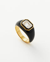 Enamel & Stone Dome Statement Ring | 18ct Gold Vermeil/Black