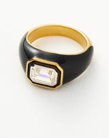 Enamel & Stone Dome Statement Ring | 18ct Gold Vermeil/Black