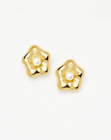 Eny Puffy Daisy Oversized Stud Earrings | 18ct Gold Plated/Pearl