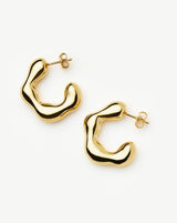 Eny Puffy Medium Hoop Earrings | 18ct Gold Plated