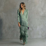 Gabriela – Robe Longue à Franges et Décolleté en V