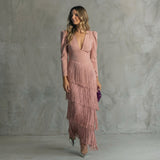 Gabriela – Robe Longue à Franges et Décolleté en V