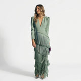 Gabriela – Robe Longue à Franges et Décolleté en V