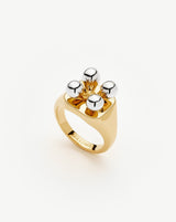 Kinetic Atom Spinning Signet Ring | Mixed Metal