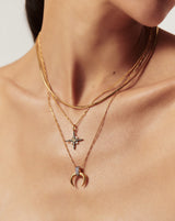 Lucy Williams Pavé Horn Pendant Necklace | 18ct Gold Vermeil/Cubic Zirconia