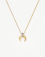 Lucy Williams Pavé Horn Pendant Necklace | 18ct Gold Vermeil/Cubic Zirconia