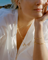 Lucy Williams Pavé Horn Pendant Necklace | 18ct Gold Vermeil/Cubic Zirconia