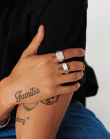 Mens Engravable Matte Wide Ring | Sterling Silver