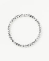 Mens Flat Curb Chain Bracelet | Silver Plated