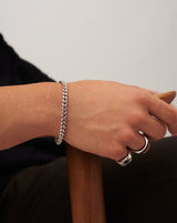 Mens Flat Curb Chain Bracelet | Silver Plated