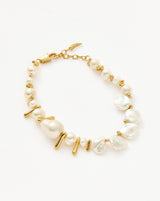 Mixed Pearl Statement Beaded Bracelet | 18ct Gold Plated/Pearl