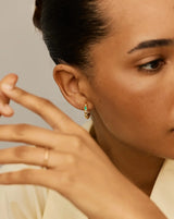 Molten Gemstone Baguette Small Hoop Earrings | 18ct Gold Plated/Blue and Green Onyx