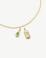 Molten Gemstone Bean Pendant Necklace | 18ct Gold Plated/Blue and Green Onyx
