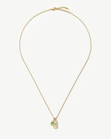 Molten Gemstone Bean Pendant Necklace | 18ct Gold Plated/Blue and Green Onyx