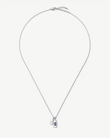 Molten Gemstone Bean Pendant Necklace | Silver Plated/Blue Onyx and Lab Grown Sapphire