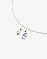 Molten Gemstone Bean Pendant Necklace | Silver Plated/Blue Onyx and Lab Grown Sapphire