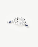 Molten Gemstone Charm Hoop Earrings | Silver Plated/Lab Grown Blue Sapphire
