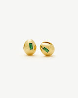 Molten Gemstone Dome Small Hoop Earrings | 18ct Gold Plated/Green Onyx