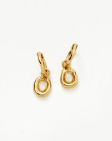 Molten Gemstone Doughnut Charm Mini Hoop Earrings | 18ct Gold Vermeil/Rainbow Moonstone