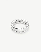 Molten Olive Stacked Ring | Silver Plated