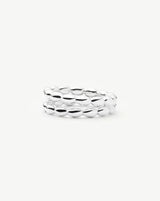 Molten Olive Stacked Ring | Silver Plated