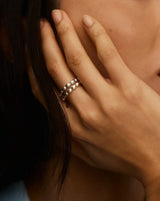 Molten Olive Stacked Ring | Silver Plated