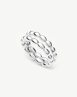 Molten Olive Stacked Ring | Silver Plated