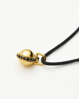 Orb Gemstone Pendant Cord Necklace | 18ct Gold Plated / Black Spinel