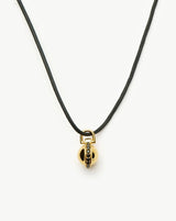 Orb Gemstone Pendant Cord Necklace | 18ct Gold Plated / Black Spinel