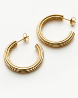 Ridge Medium Hoop Earrings | 18ct Gold Plated