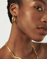 Ridge Medium Hoop Earrings | 18ct Gold Plated