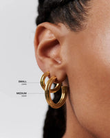 Ridge Medium Hoop Earrings | 18ct Gold Plated