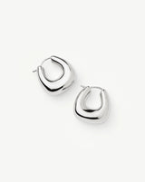 Sculptural Chubby Small Hoop Earrings | Silver Plated