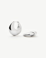 Sculptural Pebble Small Hoop Earrings | Silver Plated