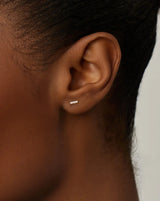 Solid Gold Diamond Bar Flat Back Stud Earring | 14ct Yellow Gold/Diamond