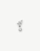Solid Gold Pear Diamond Charm Flat Back Stud Earring | 9ct Solid White Gold