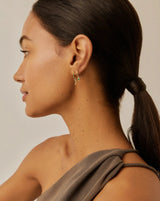 Tennis Charm Mini Hoop Earrings | 18ct Gold Vermeil/Emerald Green Nano-crystal