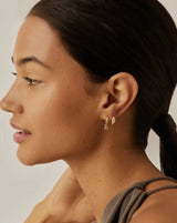 Tennis Charm Mini Hoop Earrings | 18ct Gold Vermeil/Sapphire Blue Nano-crystal