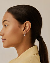 Tennis Charm Mini Hoop Earrings | Sterling Silver/Cubic Zirconia