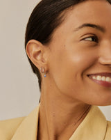 Tennis Charm Mini Hoop Earrings | Sterling Silver/Sapphire Blue Nano-crystal
