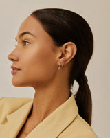 Tennis Charm Mini Hoop Earrings | Sterling Silver/Sapphire Blue Nano-crystal